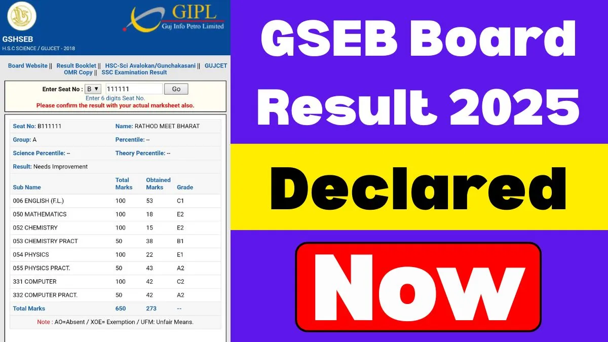 GSEB Board Result 2025